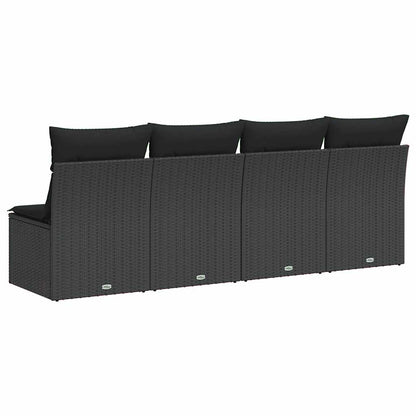 Divano da giardino con cuscini 4 posti nero in polyrattan | homemem39