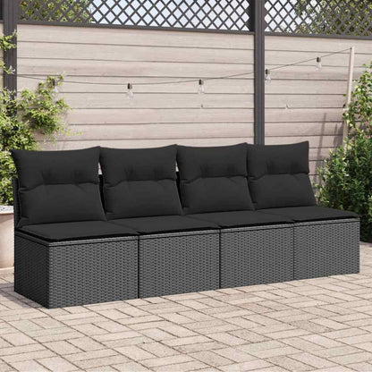 Divano da giardino con cuscini 4 posti nero in polyrattan | homemem39