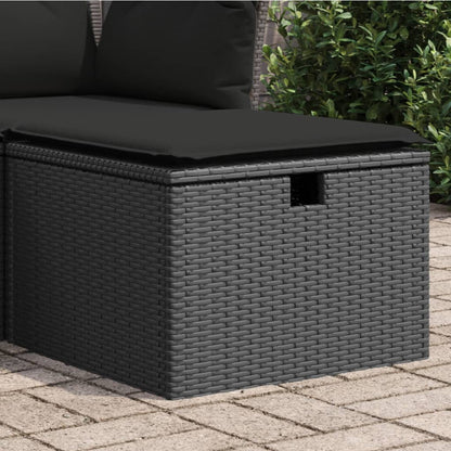 Sgabello Giardino con Cuscino Nero 55x55x37 cm in Polyrattan - homemem39