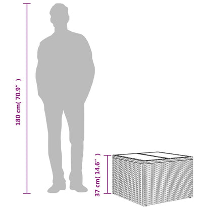 Tavolo da Giardino Piano in Vetro Nero 55x55x37 cm Polyrattan - homemem39