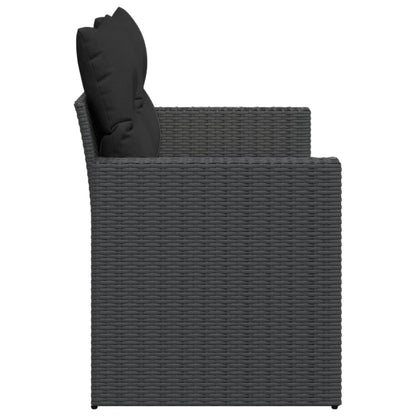 Divano da giardino con cuscini 2 posti nero in polyrattan | homemem39