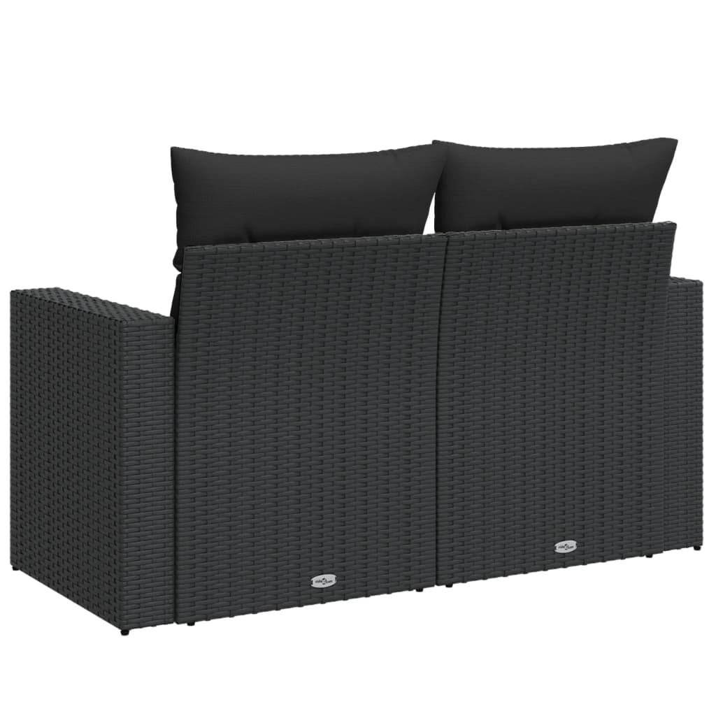 Divano da giardino con cuscini 2 posti nero in polyrattan | homemem39