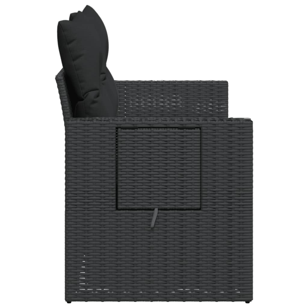Divano da Giardino con Cuscini a 2 Posti Nero in Polyrattan | homemem39