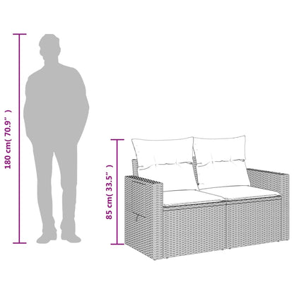 Divano da Giardino con Cuscini a 2 Posti Nero in Polyrattan | homemem39