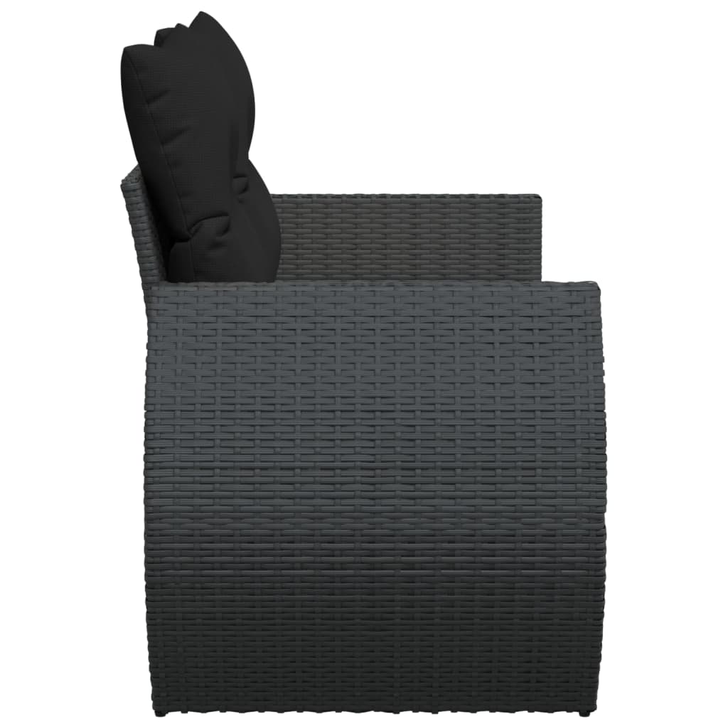 Divano da Giardino con Cuscini a 2 Posti Nero in Polyrattan | homemem39