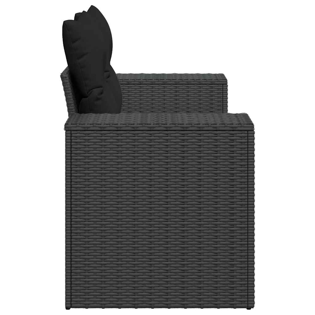 Divano da giardino con cuscini 2 posti nero in polyrattan | homemem39