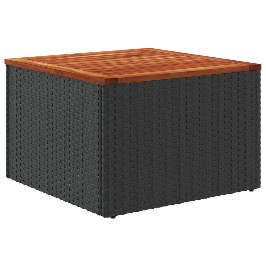 Tavolo da Giardino Nero 55x55x37 cm Polyrattan e Legno Acacia - homemem39