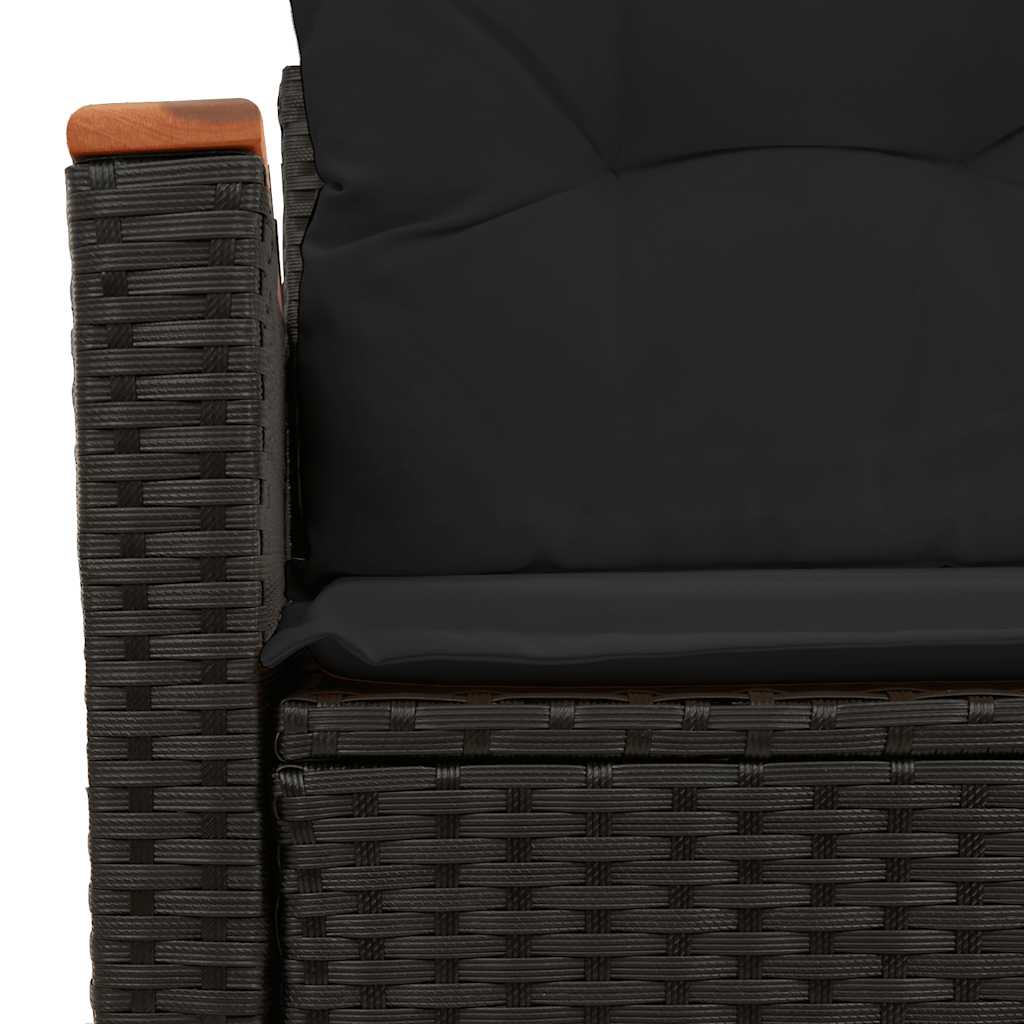 Divano da giardino con cuscini 2 posti nero in polyrattan | homemem39