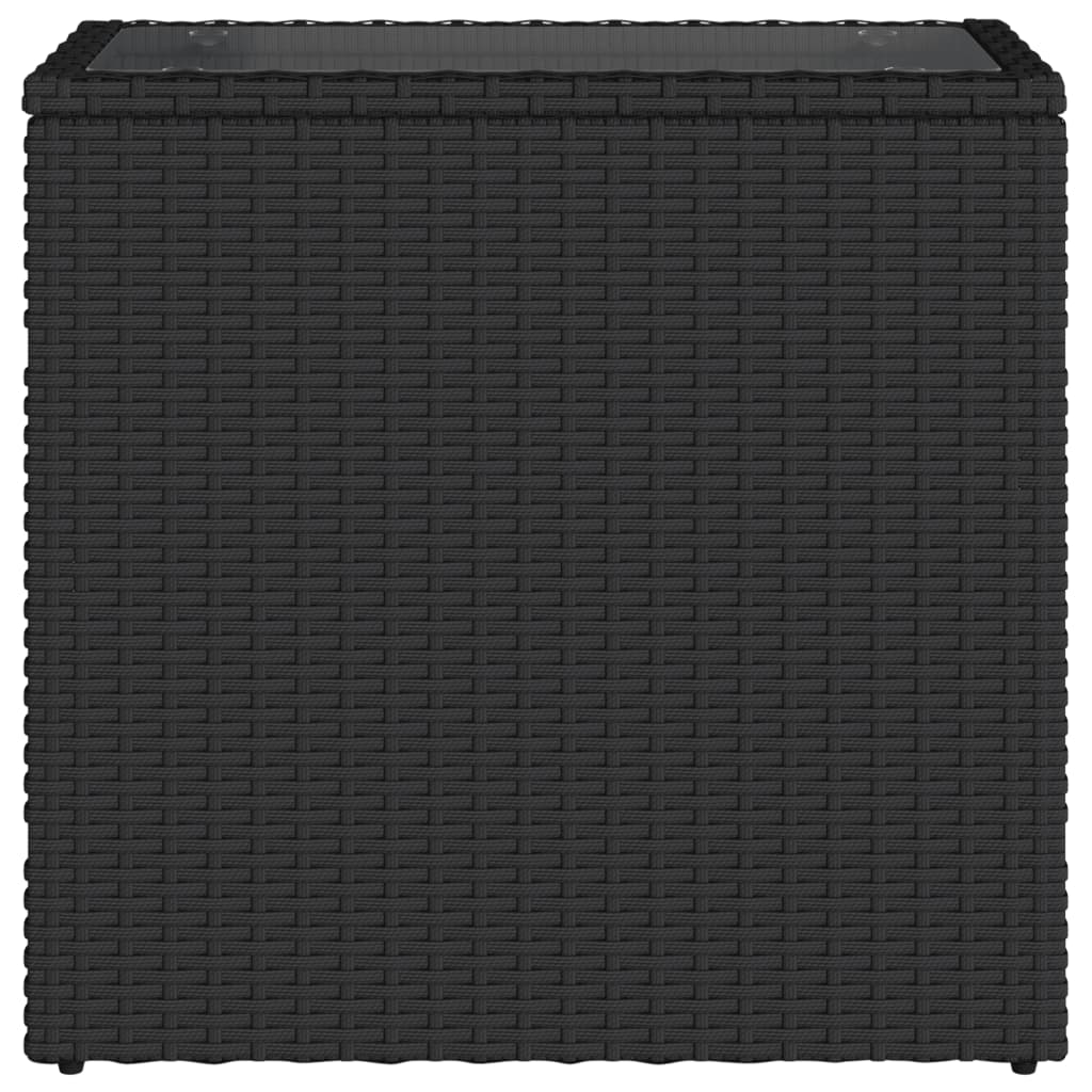 Tavolo da Giardino Piano in Vetro Nero 58x27,5x55 cm Polyrattan - homemem39