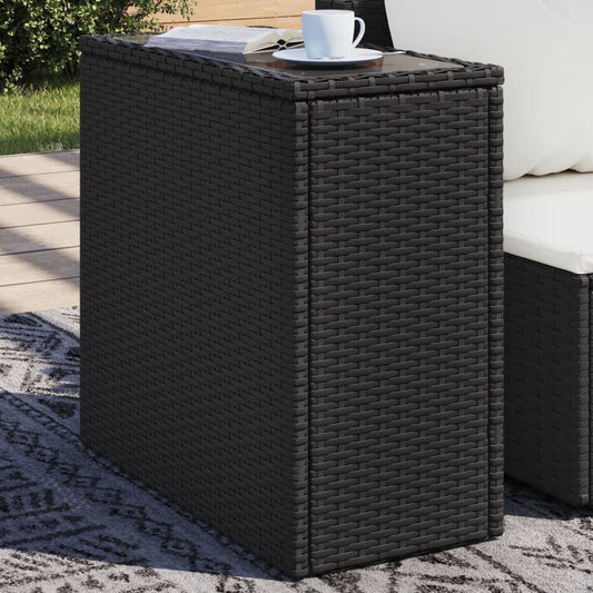 Tavolo da Giardino Piano in Vetro Nero 58x27,5x55 cm Polyrattan