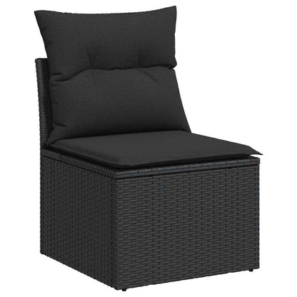 Sedia da Giardino Senza Braccioli con Cuscini Nera Polyrattan - homemem39