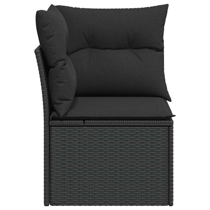 Divano da giardino angolare con cuscini nero in polyrattan | homemem39