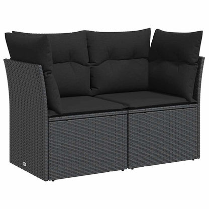 Divano da giardino con cuscini 2 posti nero in polyrattan | homemem39