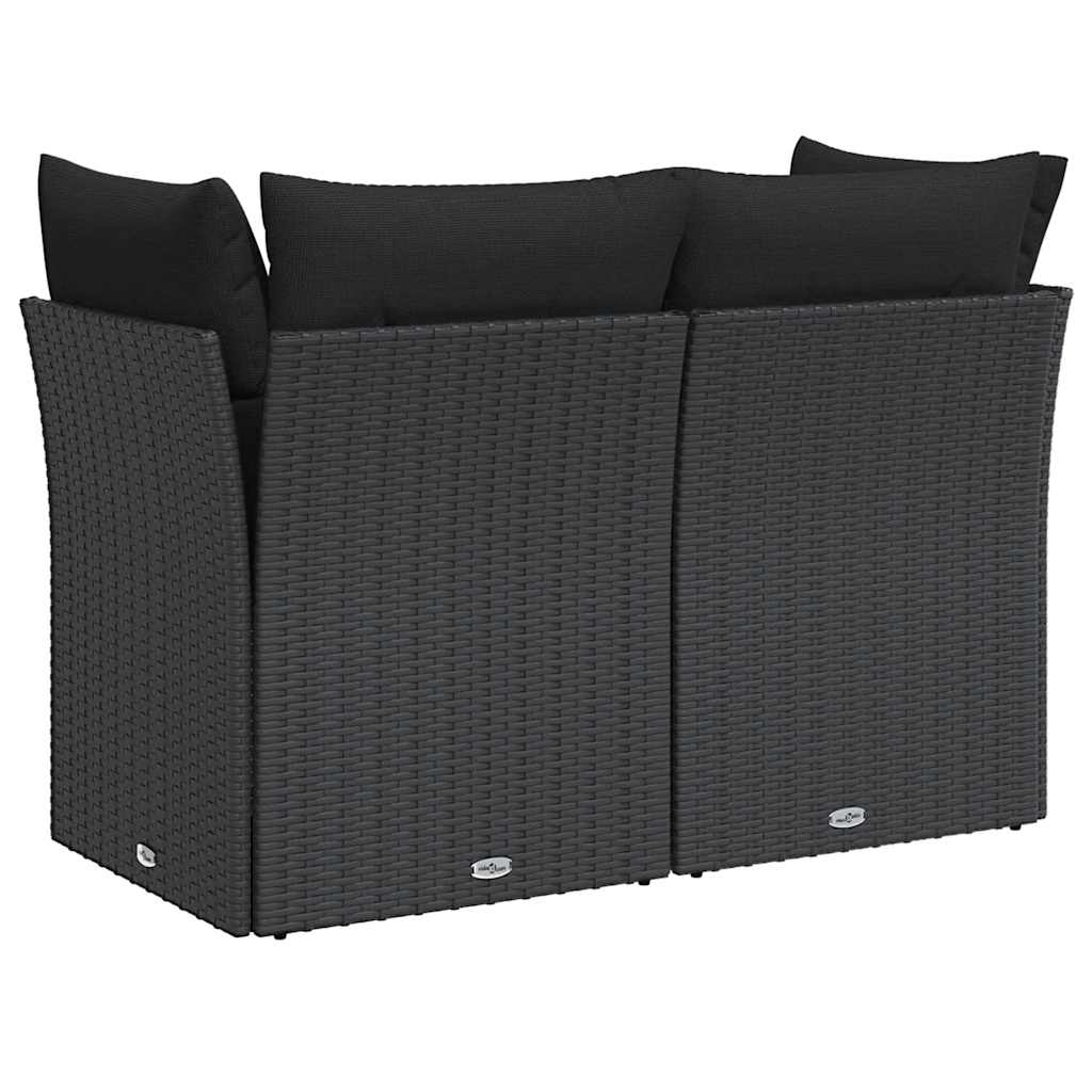 Divano da giardino con cuscini 2 posti nero in polyrattan | homemem39