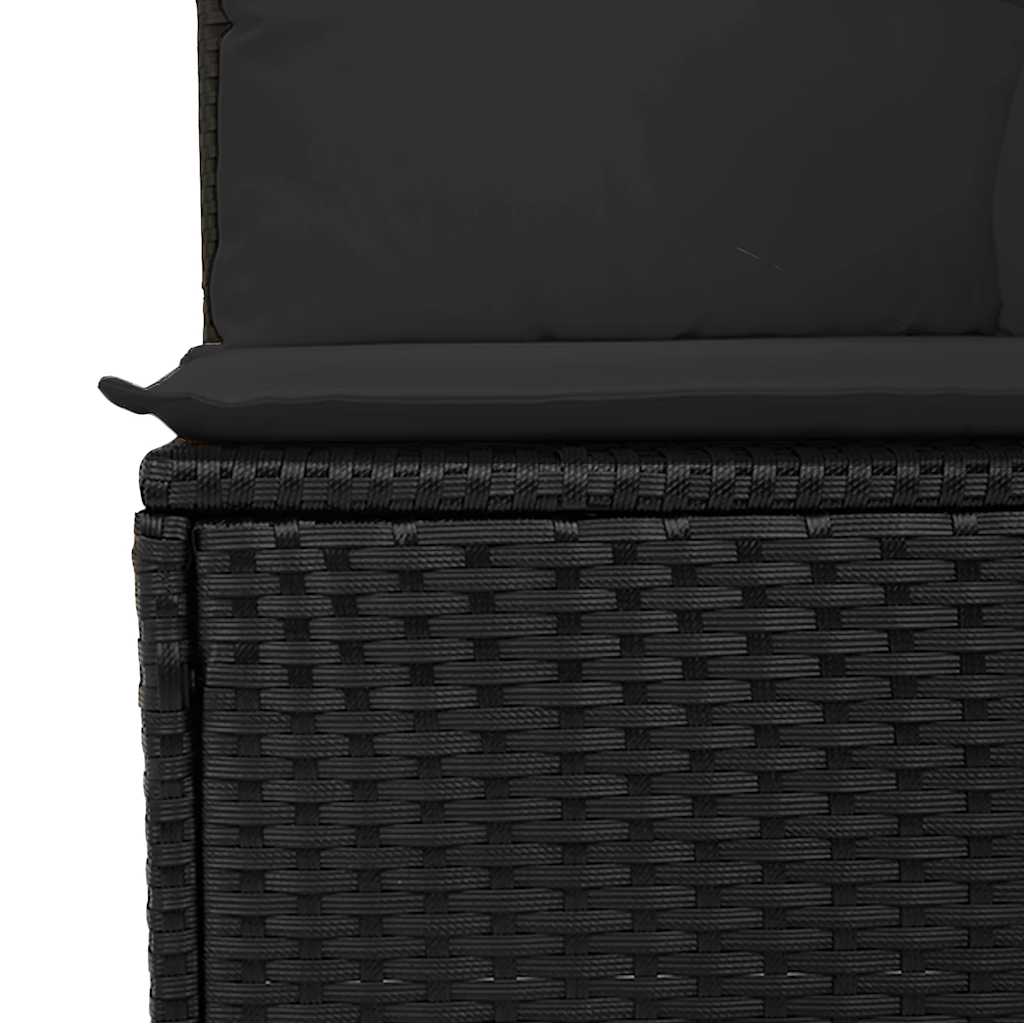 Divano da giardino con cuscini 2 posti nero in polyrattan | homemem39