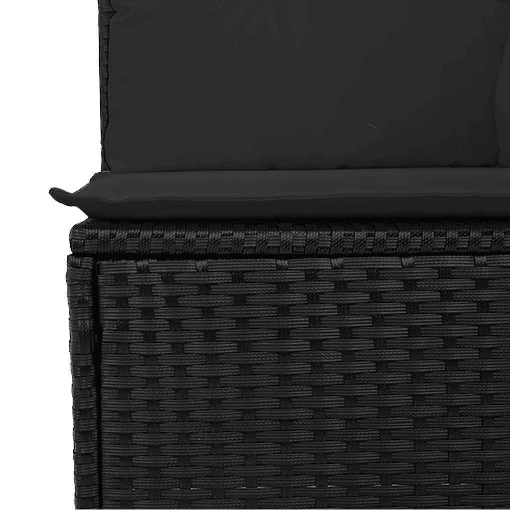 Divano da giardino con cuscini 3 posti nero in polyrattan | homemem39