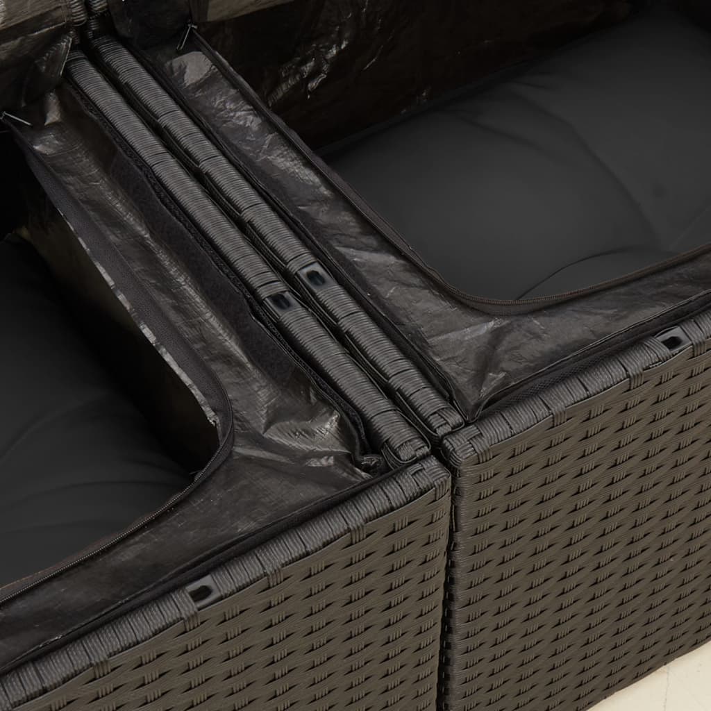 Divano da giardino con cuscini 2 posti nero in polyrattan | homemem39
