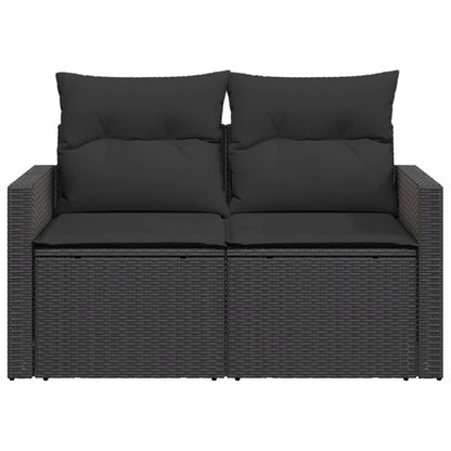 Divano da Giardino con Cuscini a 2 Posti Nero in Polyrattan | homemem39