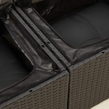 Divano da Giardino con Cuscini a 2 Posti Nero in Polyrattan | homemem39