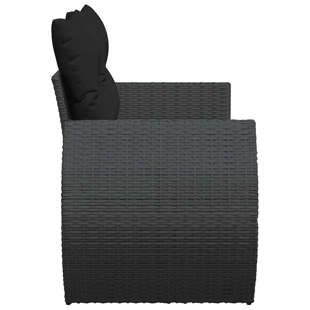 Divano da giardino con cuscini 2 posti nero in polyrattan | homemem39