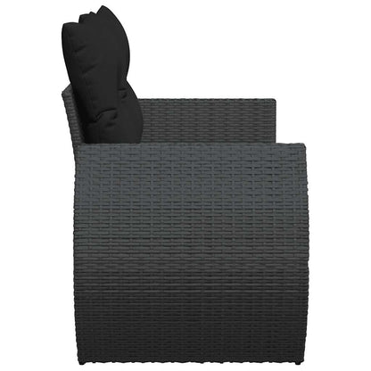 Divano da giardino con cuscini 2 posti nero in polyrattan | homemem39