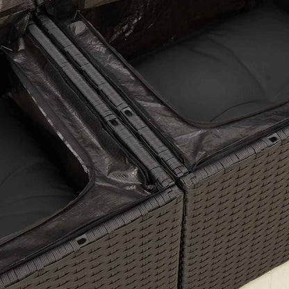 Divano da giardino con cuscini 2 posti nero in polyrattan | homemem39