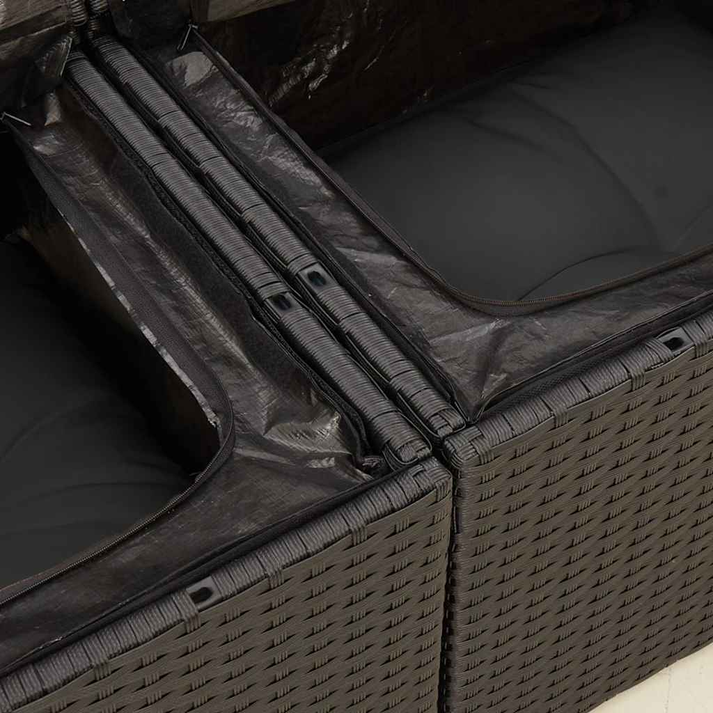 Divano da giardino con cuscini 2 posti nero in polyrattan | homemem39