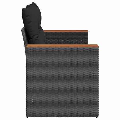 Divano da Giardino con Cuscini a 2 Posti Nero in Polyrattan | homemem39