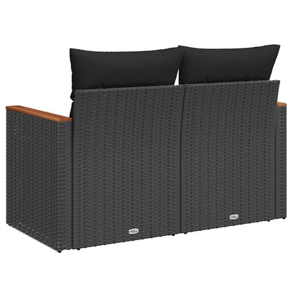 Divano da Giardino con Cuscini a 2 Posti Nero in Polyrattan | homemem39