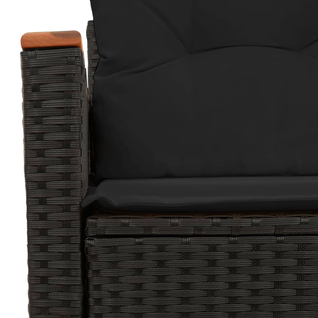 Divano da Giardino con Cuscini a 2 Posti Nero in Polyrattan | homemem39