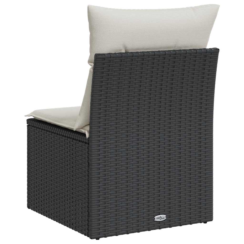Divano Giardino Senza Braccioli con Cuscini Nero in Polyrattan | homemem39
