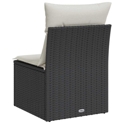 Divano Giardino Senza Braccioli con Cuscini Nero in Polyrattan | homemem39