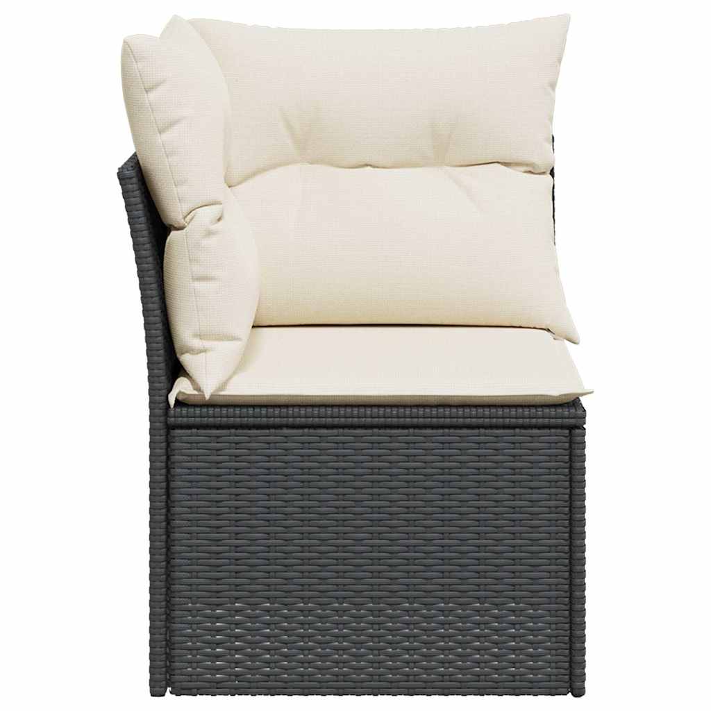 Divano Angolare da Giardino con Cuscini Nero in Polyrattan | homemem39