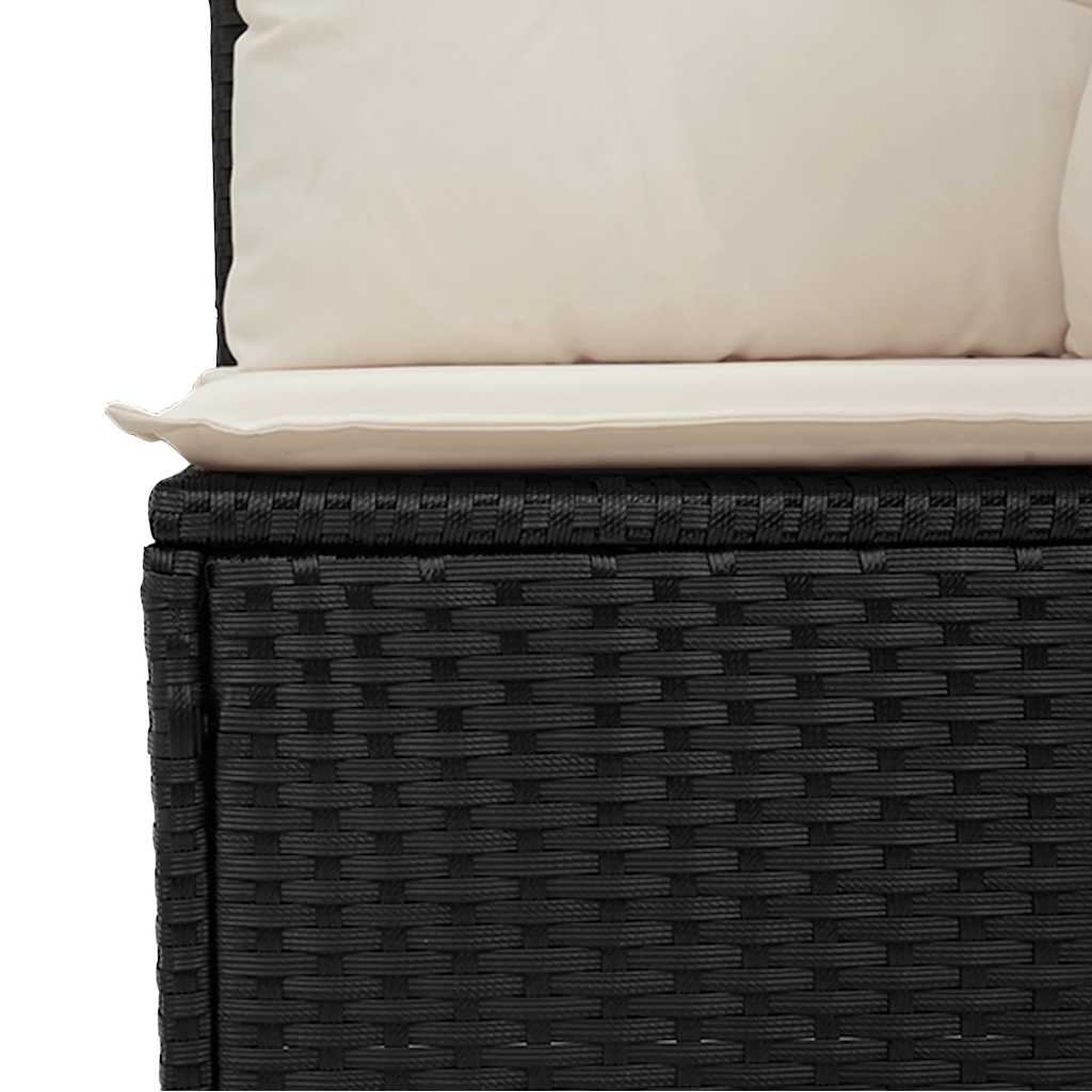 Divano Angolare da Giardino con Cuscini Nero in Polyrattan | homemem39