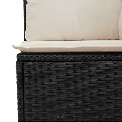 Divano Angolare da Giardino con Cuscini Nero in Polyrattan | homemem39