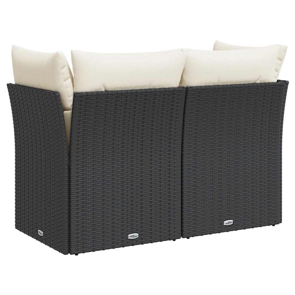 Divano da Giardino con Cuscini a 2 Posti Nero in Polyrattan | homemem39