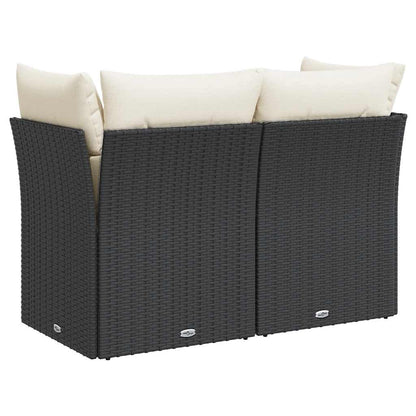 Divano da Giardino con Cuscini a 2 Posti Nero in Polyrattan | homemem39