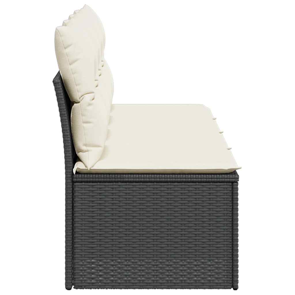 Divano da Giardino con Cuscini a 4 Posti Nero in Polyrattan | homemem39