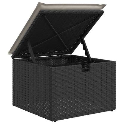 Sgabello Giardino con Cuscino Nero 55x55x37 cm in Polyrattan - homemem39