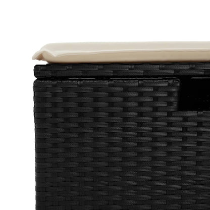 Sgabello Giardino con Cuscino Nero 55x55x37 cm in Polyrattan - homemem39