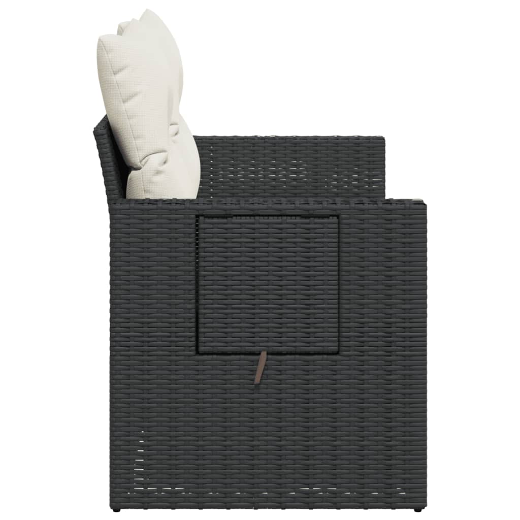Divano da Giardino con Cuscini a 2 Posti Nero in Polyrattan | homemem39