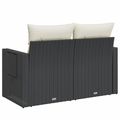Divano da Giardino con Cuscini a 2 Posti Nero in Polyrattan | homemem39