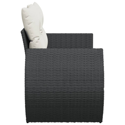 Divano da Giardino con Cuscini a 2 Posti Nero in Polyrattan | homemem39