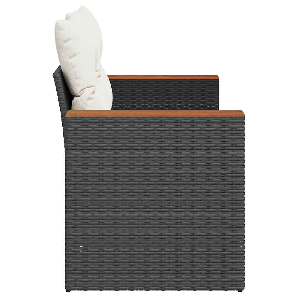 Divano da Giardino con Cuscini a 2 Posti Nero in Polyrattan | homemem39