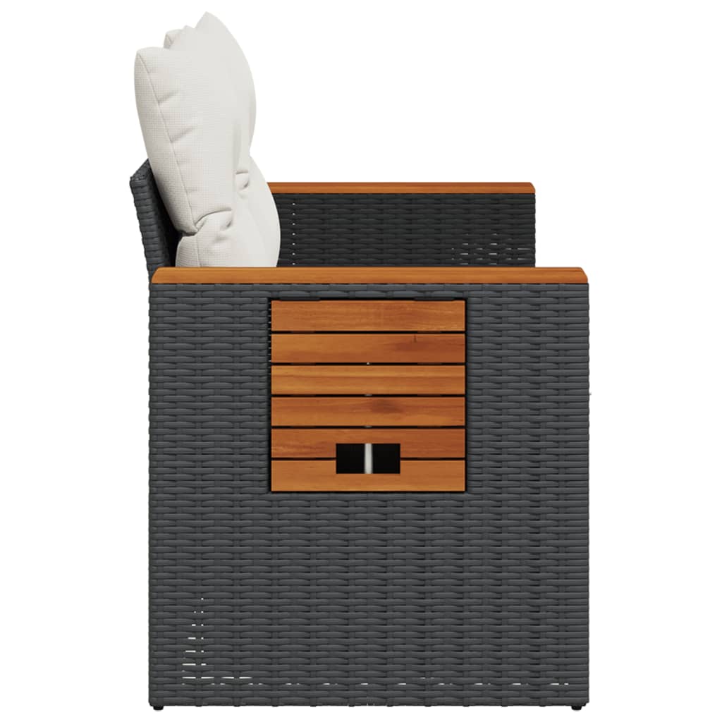 Divano da Giardino con Cuscini a 2 Posti Nero in Polyrattan | homemem39