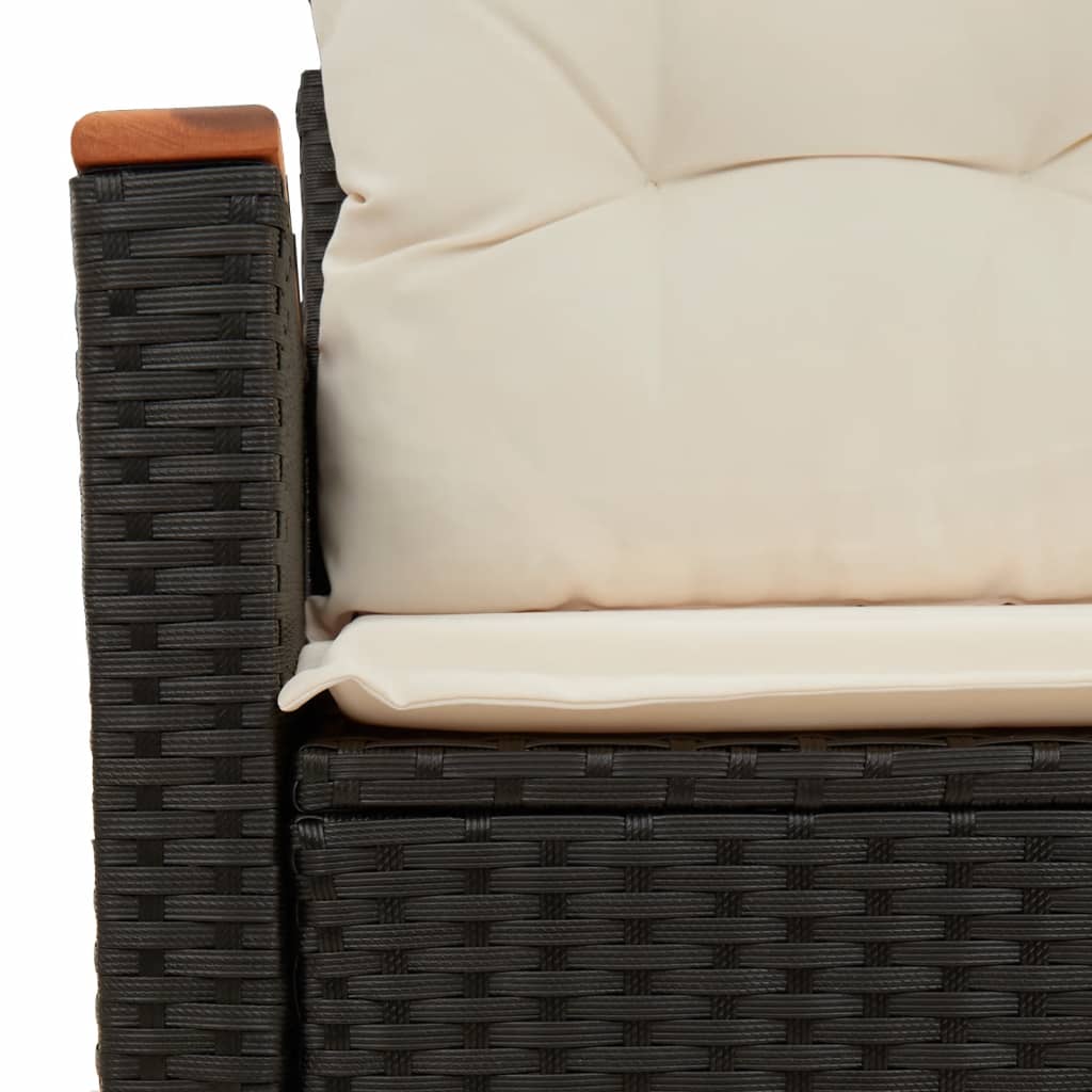 Divano da Giardino con Cuscini a 2 Posti Nero in Polyrattan | homemem39