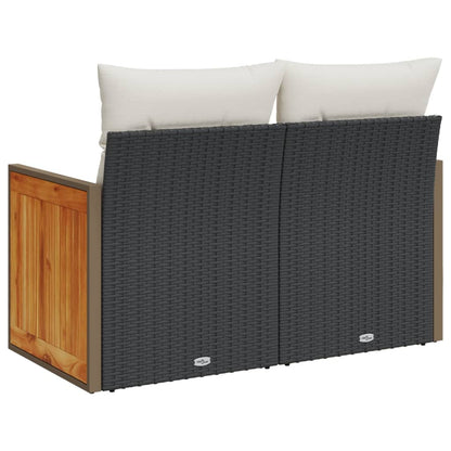 Divano da Giardino con Cuscini a 2 Posti Nero in Polyrattan | homemem39