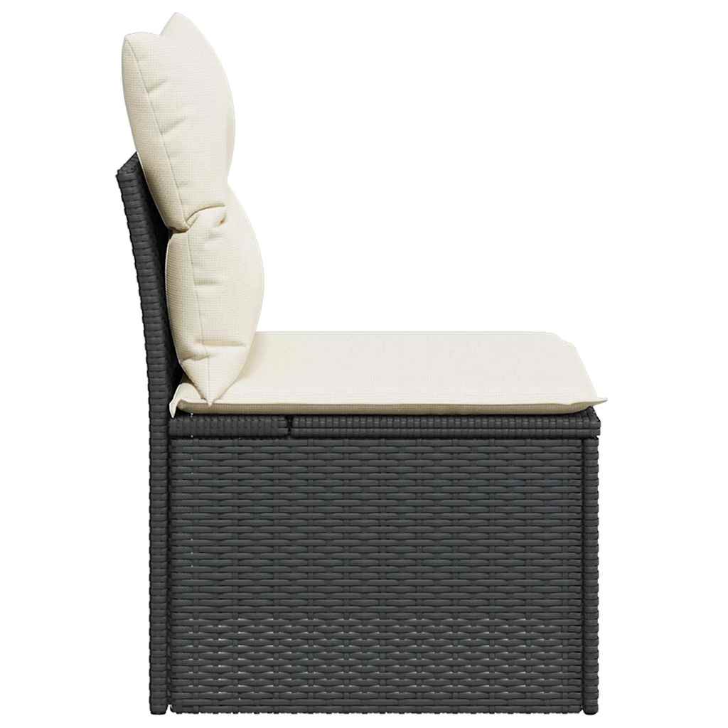 Sedia da Giardino Senza Braccioli con Cuscini Nera Polyrattan | homemem39
