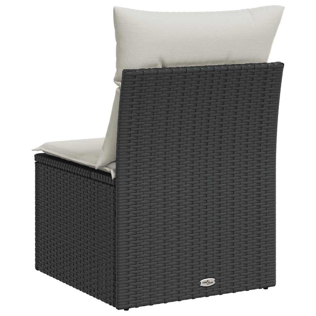 Sedia da Giardino Senza Braccioli con Cuscini Nera Polyrattan | homemem39