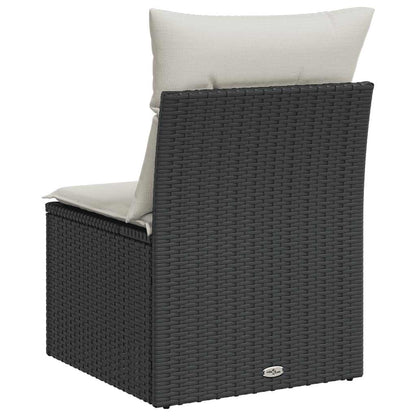 Sedia da Giardino Senza Braccioli con Cuscini Nera Polyrattan | homemem39